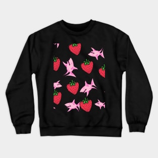 strawberry shark Pattern Crewneck Sweatshirt